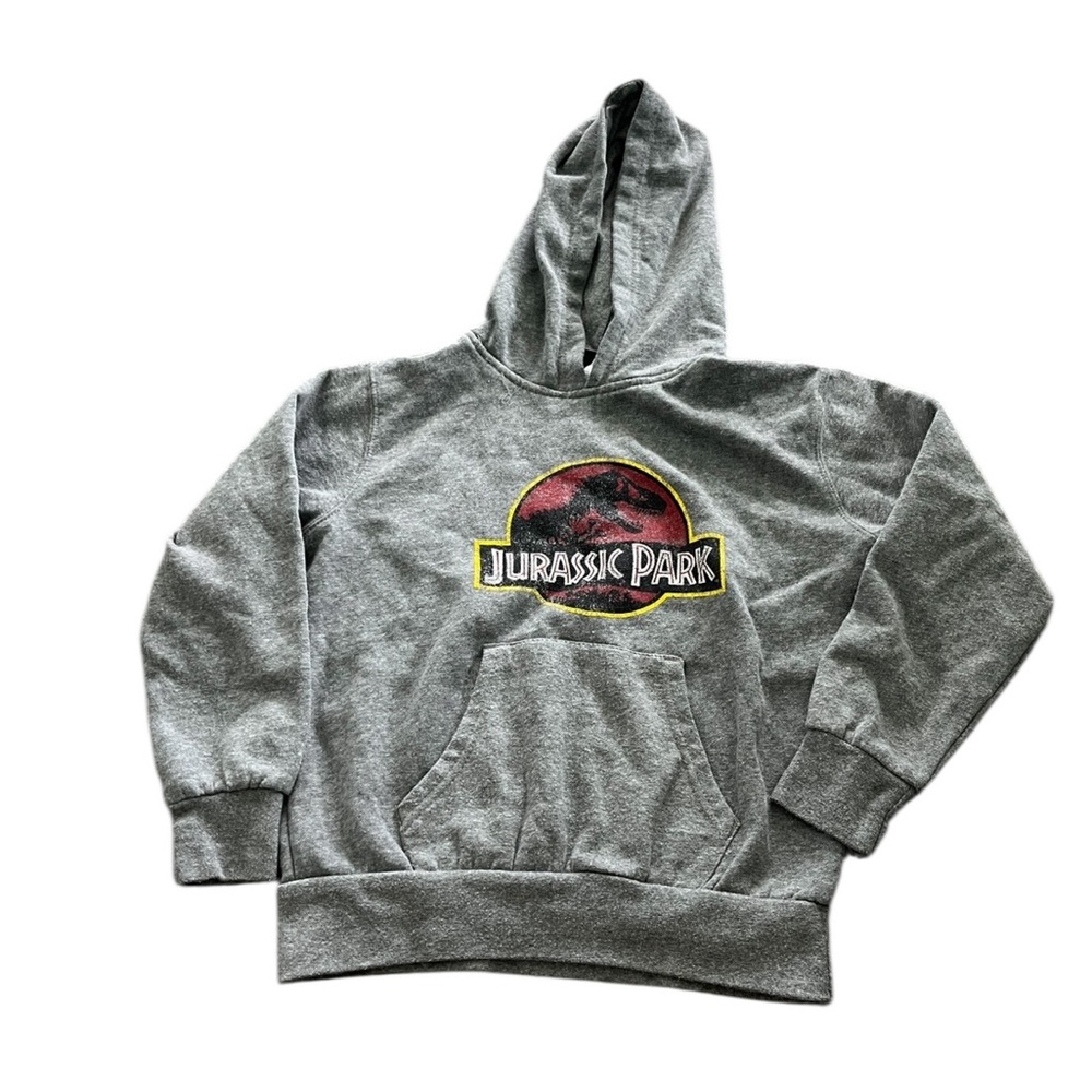 Vintage Universal Jurassic Park Kids Gray Hoodie Size Medium 10/12